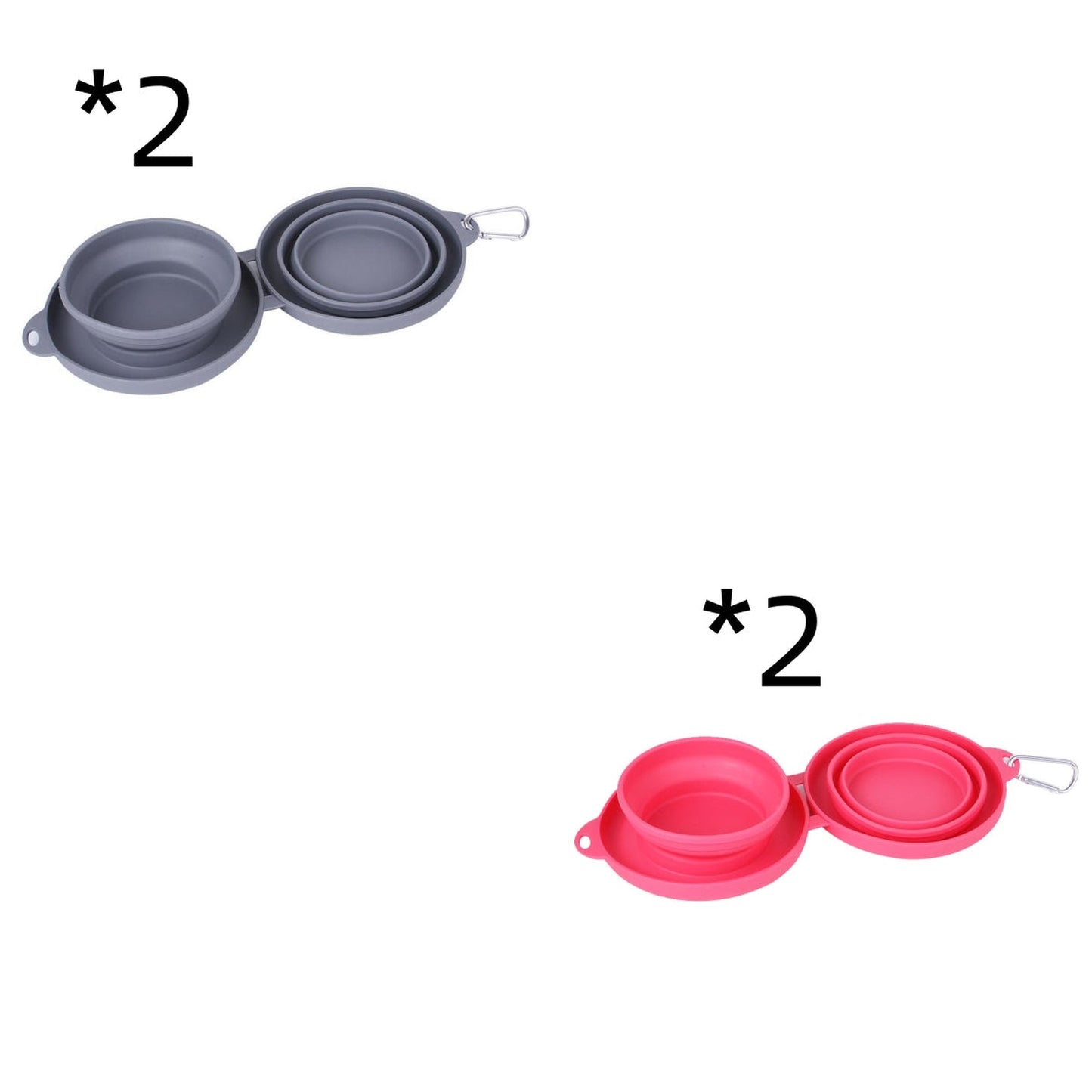 Foldable Double Dog Feeding Bowl with Silicone and Polypropylene