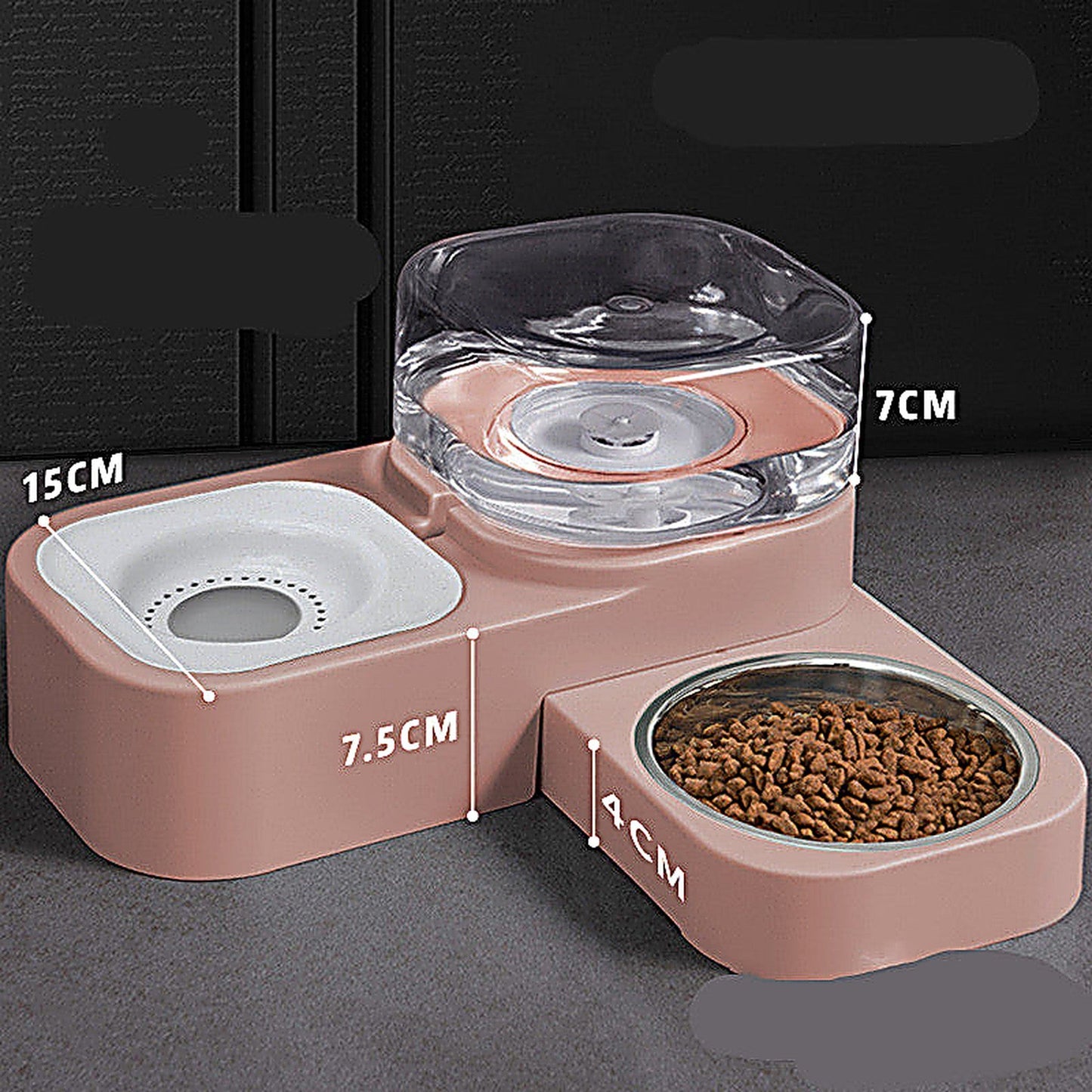 Unplugged Automatic Dog Dual Bowl Feeder with Transparent Plastic
