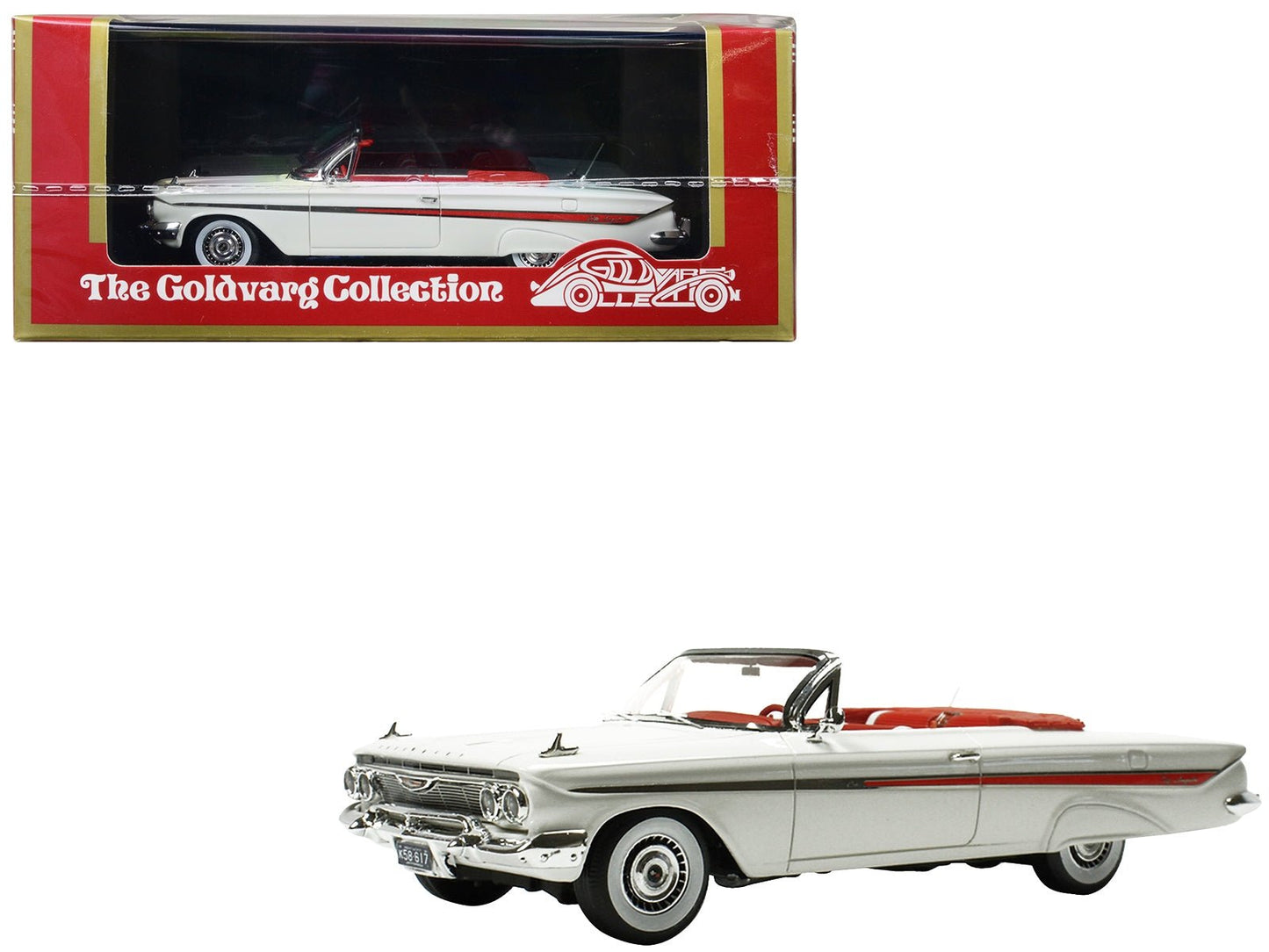 1961 Chevrolet Impala Convertible White with Red Interior Limited Edition to 240 pieces Worldwide 1/43 Model Car by Goldvarg Collection - Asmota