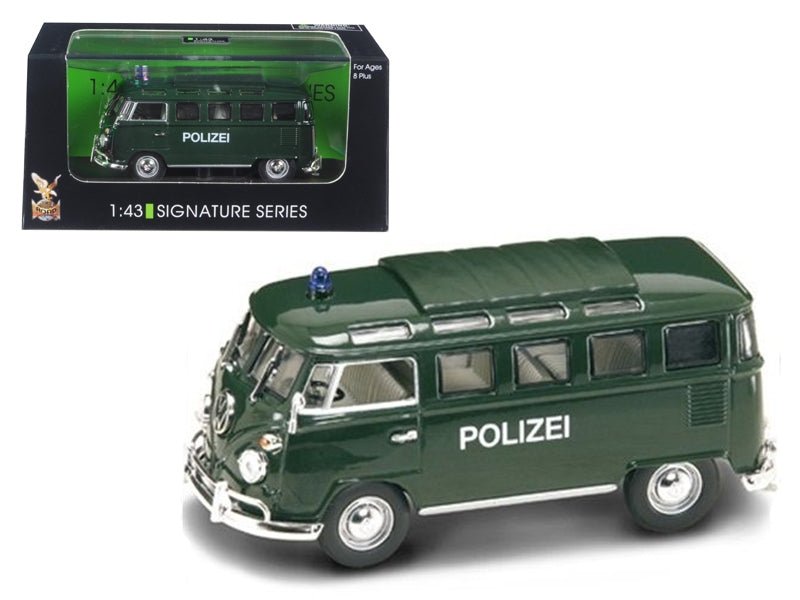 1962 Volkswagen Microbus Police Green 1/43 Diecast Car Model by Road Signature - Asmota