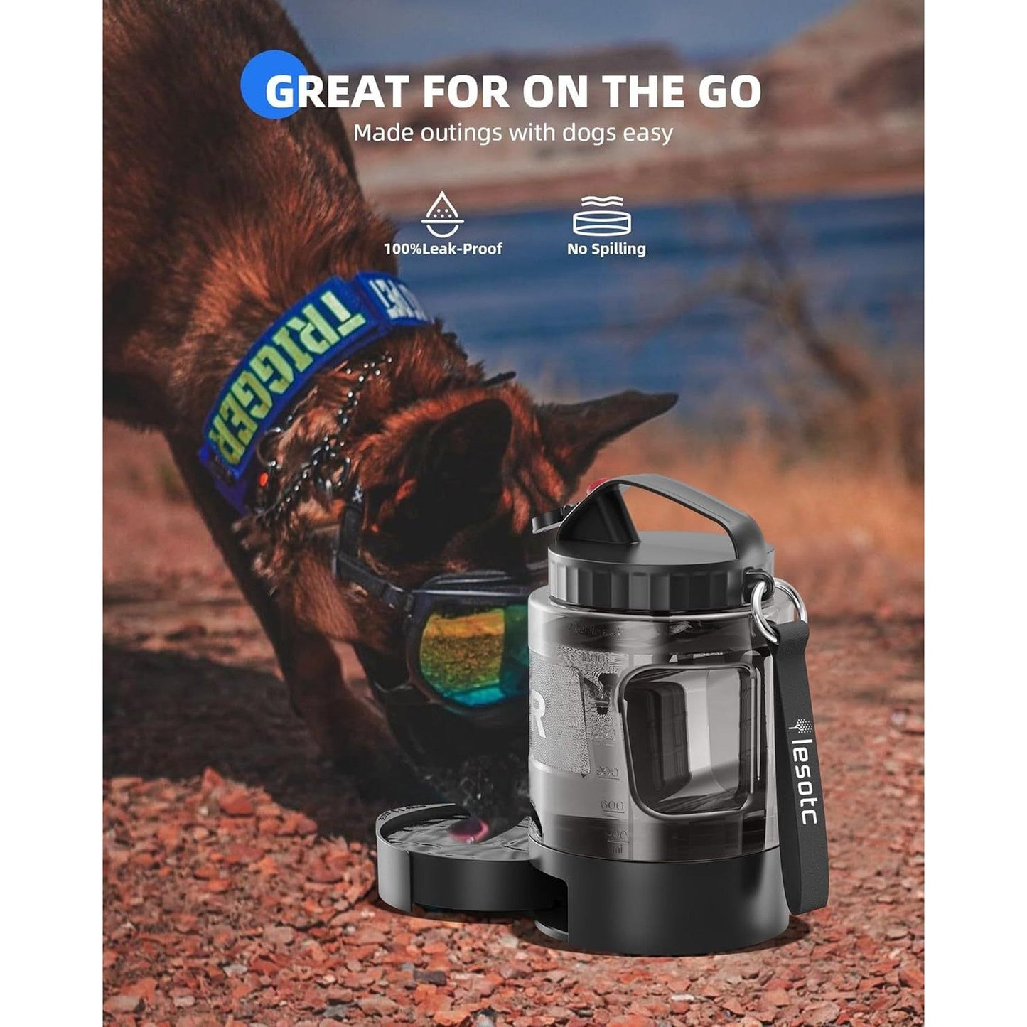 Lassot Large Capacity Portable Pull-Out Dog Water Bowl Black