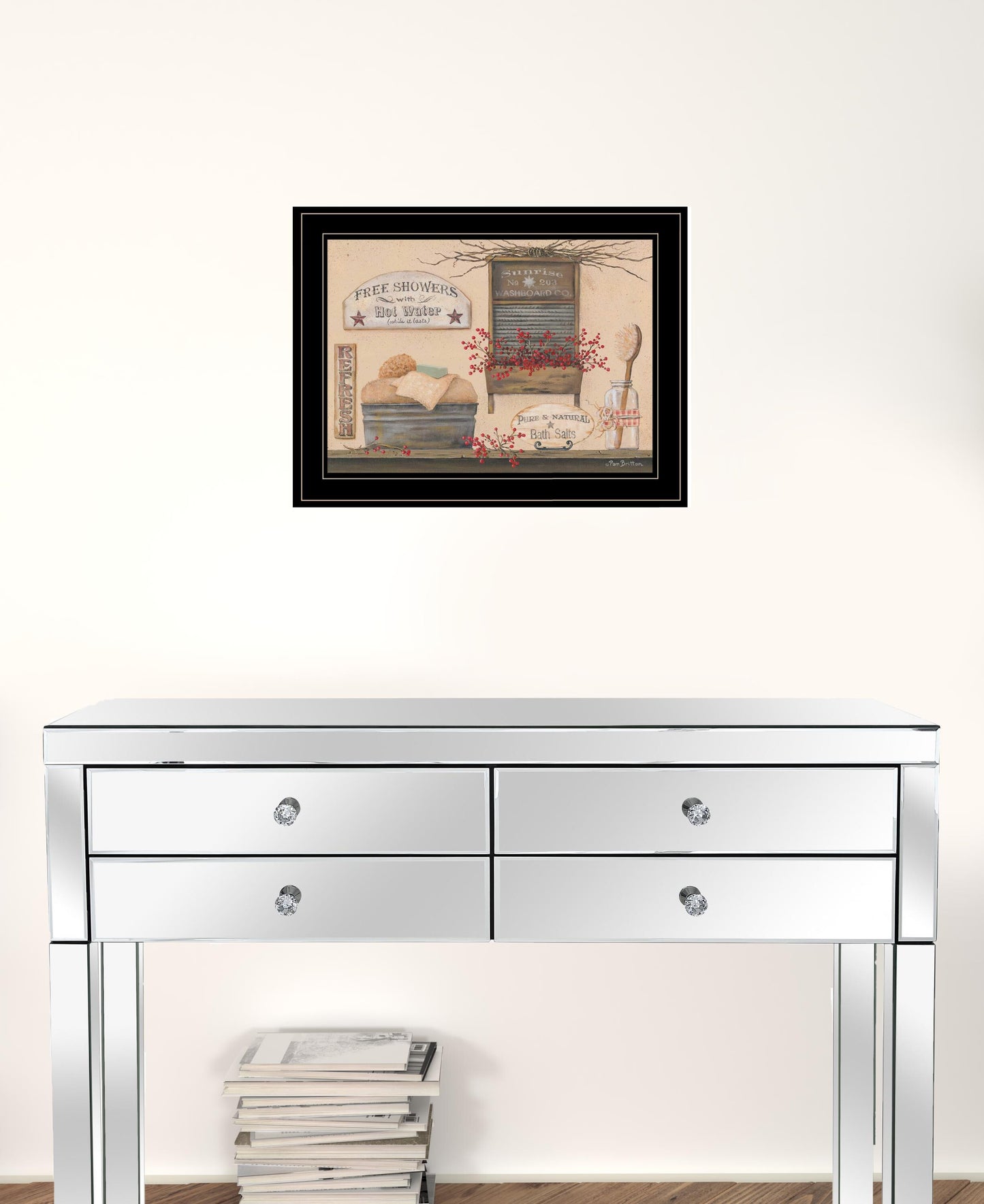 Free Showers 3 Black Framed Print Bathroom Wall Art