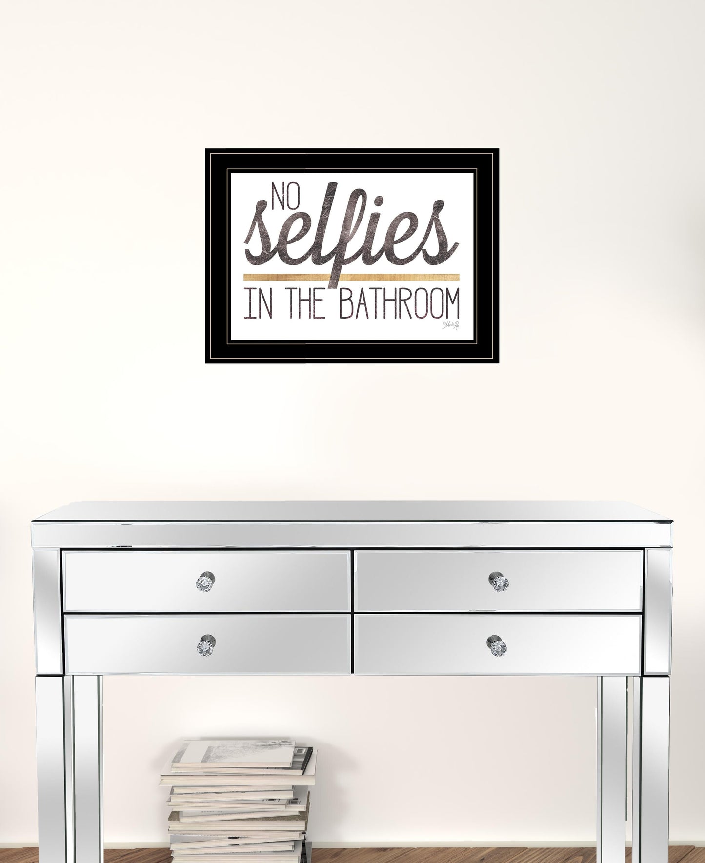 No Selfies in the Bathroom 6 Black Framed Print Bathroom Wall Art