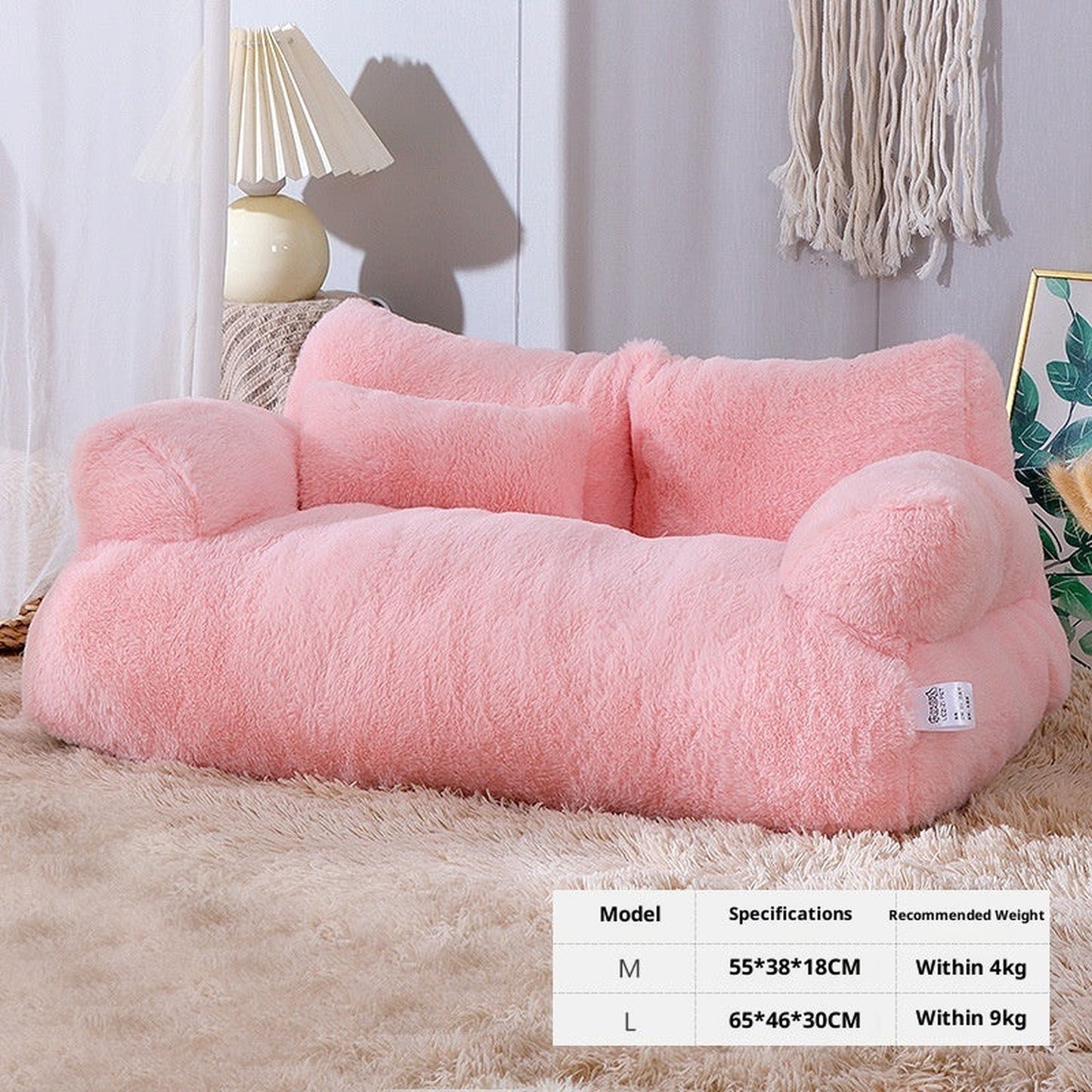 Warm Plush Fabric Dog Sofa Nest Bed with Cushion