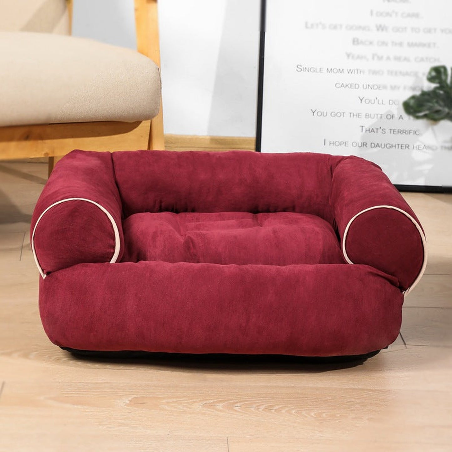 Winter Warm Fabric Dog Sofa Bed with Raised Edges