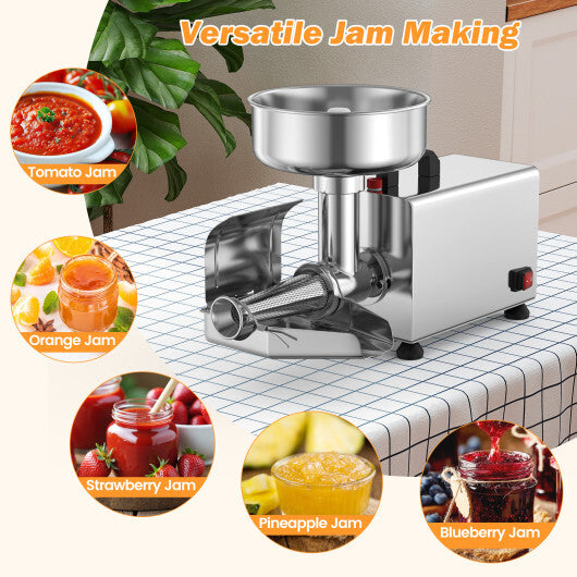 450W Electric Tomato Strainer Commercial Grade Food Mill Stainless Steel Sauce Maker - Color: Silver