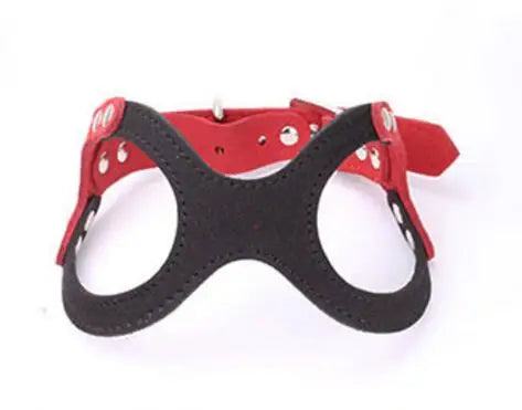 New Pet Dog Harness Soft Leather Dog Harness+ Leash Cute Glass Pattern Harness Attaching Strong Leash For Different Breeds S M L