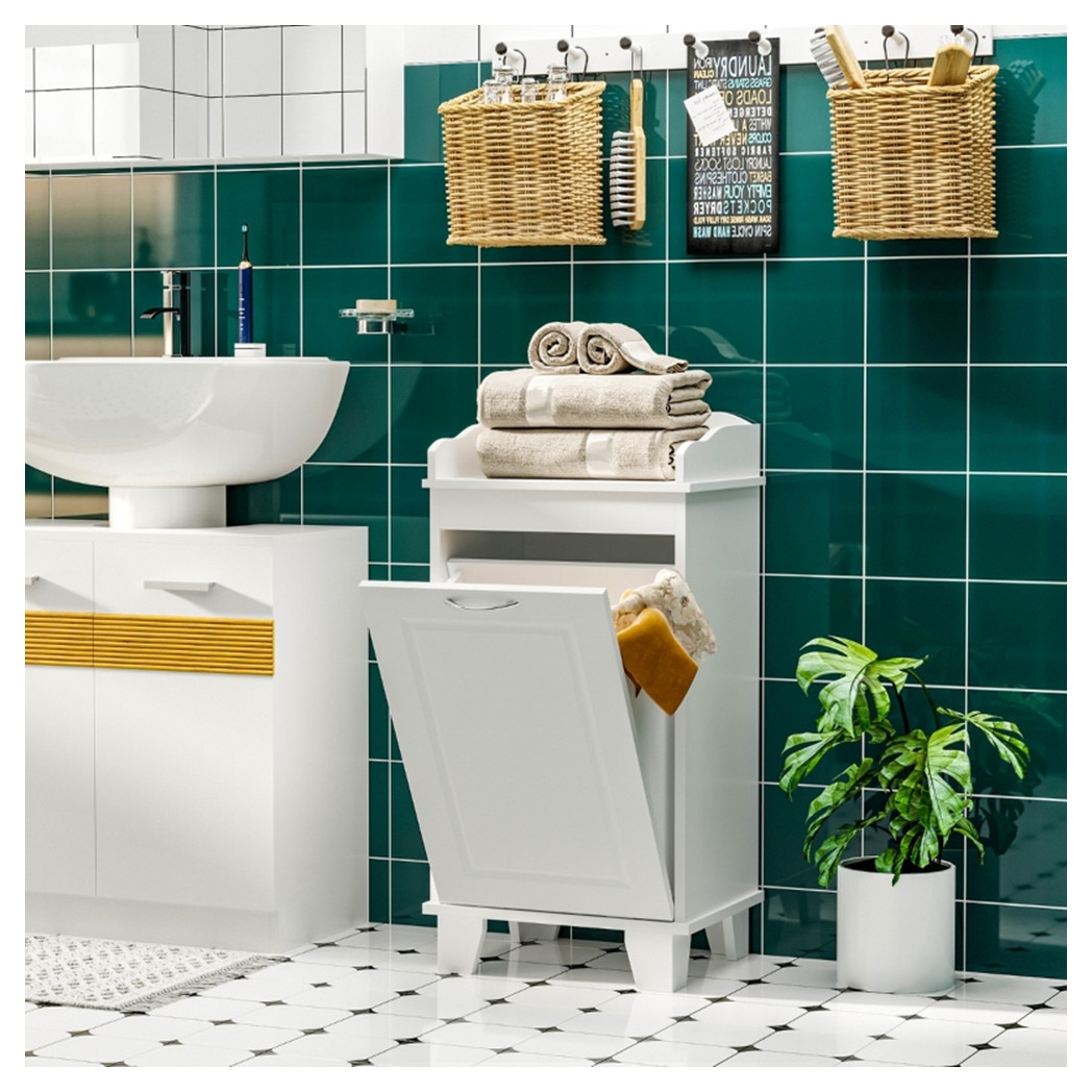 Free Standing Home Organizer Hamper, Bathroom Storage Cabinet, White