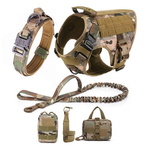 Dog Harness for Large Dogs Collar Leash Molle Pouch Military Harnesses French Bulldog Pet Tactical Training Vest Dog Accessories