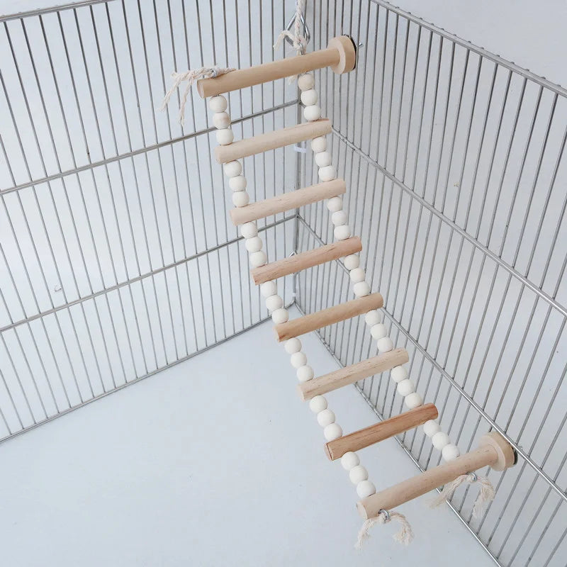 5/8 Steps Wood Ladder Pet Interactive Bird Parrot Toy Ladder for Hamster Cage Funny Grinding Stick Climbing Toy Bird Accessories