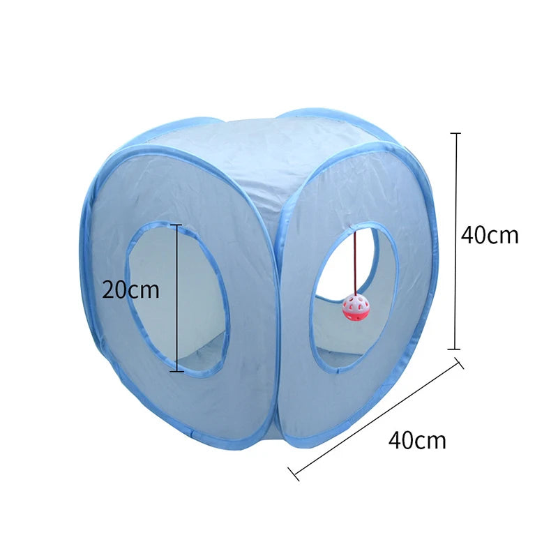 Gray 3-Way Foldable Pet Cat Tunnel Tube Toy Kitten Tunnel Toy With Peep Hole Pet Training Interactive Toy Tunnel Tube