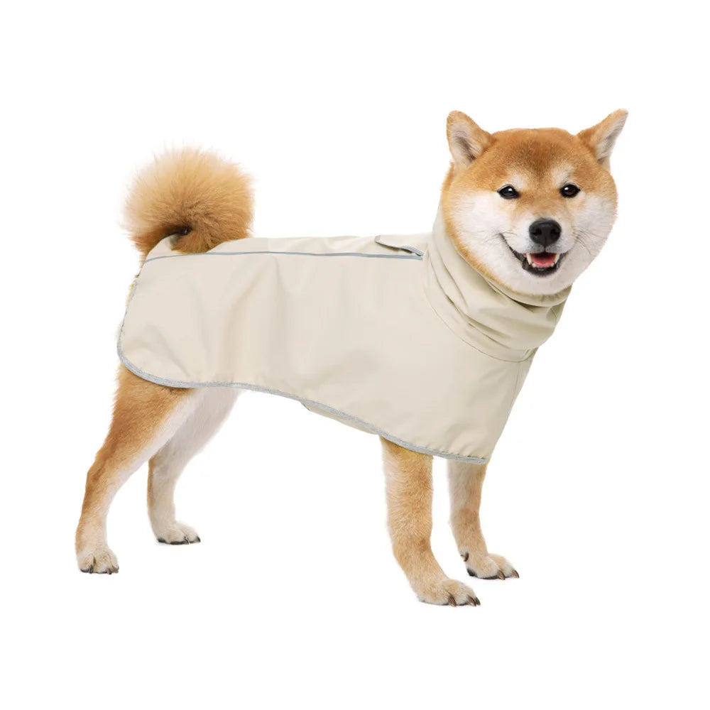 Reflective Dog Raincoat with Adjust Hood Pet Poncho Body Coverage Turtleneck Waterproof Dog Rain Jacket for Medium Large Dogs