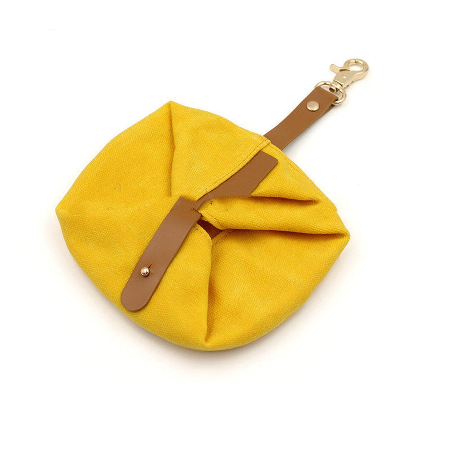 Folding Waxed Canvas Dog Bowl for Water and Food - Portable