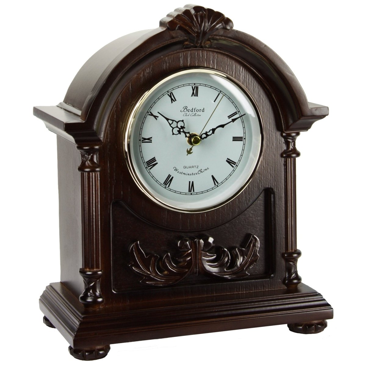 Bedford Clock Collection Wood Mantel Clock with Chimes - Asmota