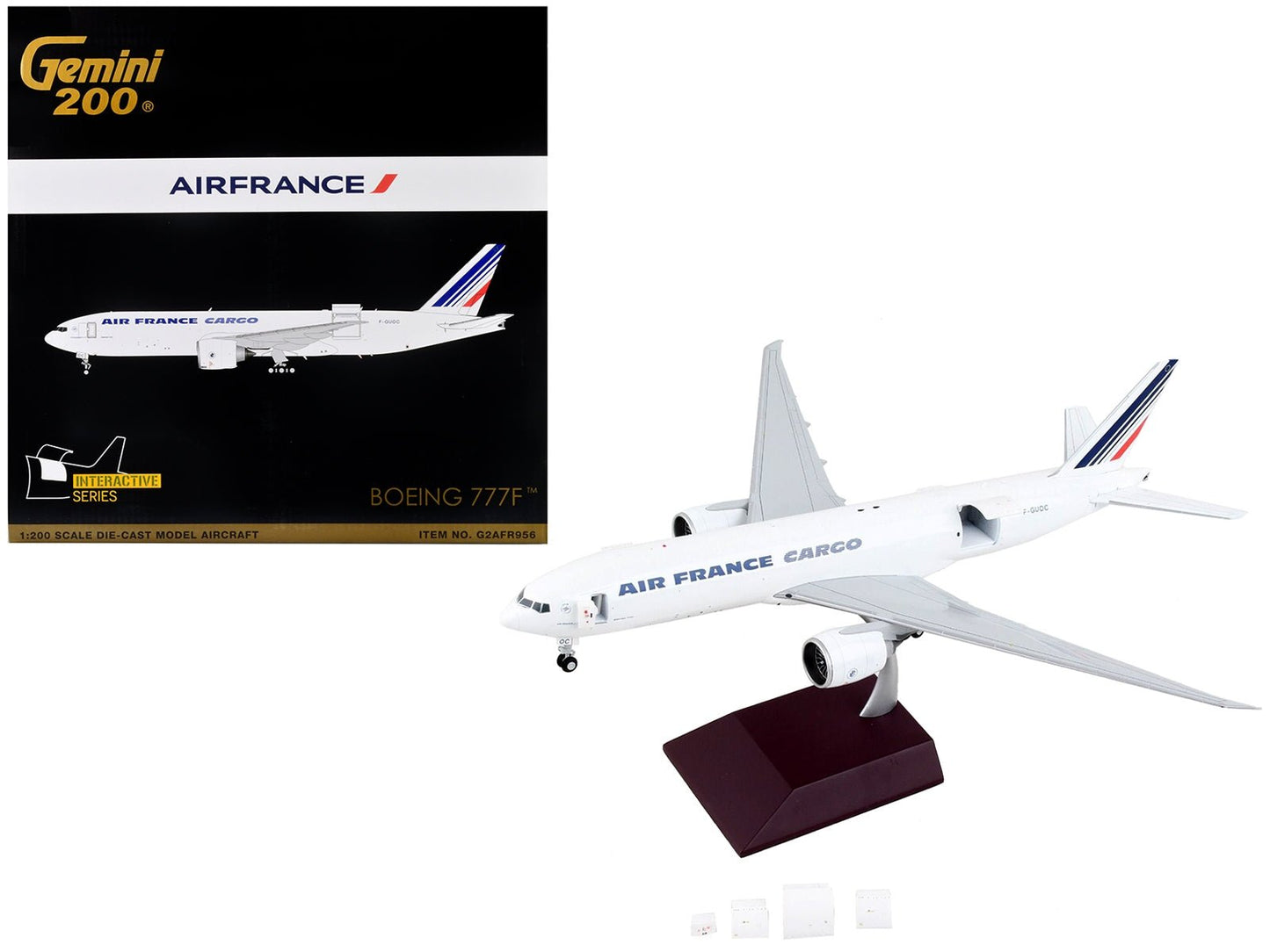 Boeing 777F Commercial Aircraft "Air France Cargo" White with Striped Tail "Gemini 200 - Interactive" Series 1/200 Diecast Model Airplane by GeminiJets - Asmota