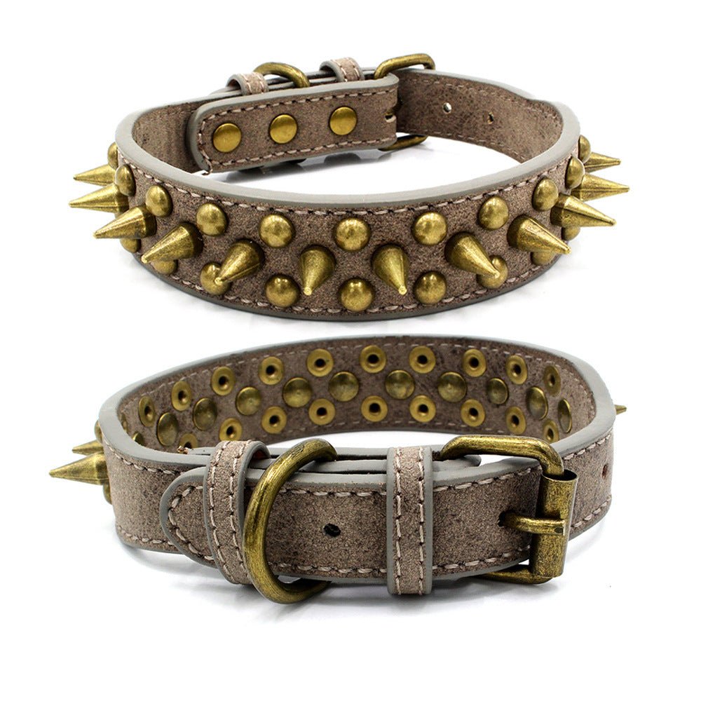 Bronze pointed rivet pet collar - Asmota