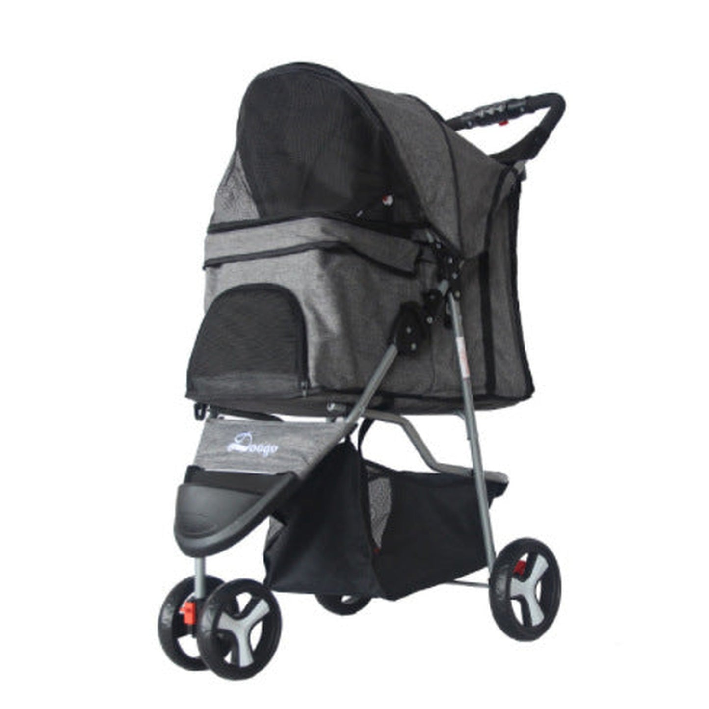 Lightweight Folding Three-Wheel Dog Stroller in Durable PP Material