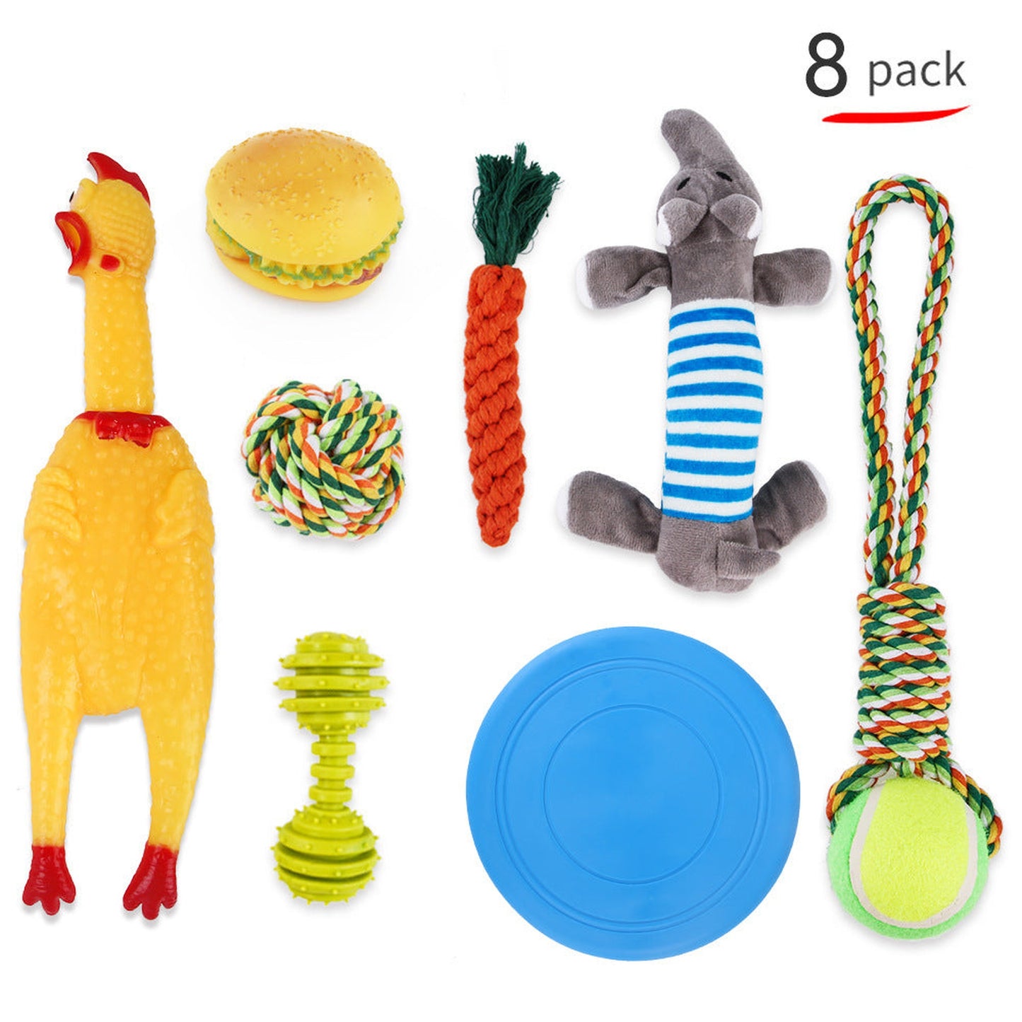 Molar-Resistant Rubber & Rope Dog Toy Set for Shiba Inu