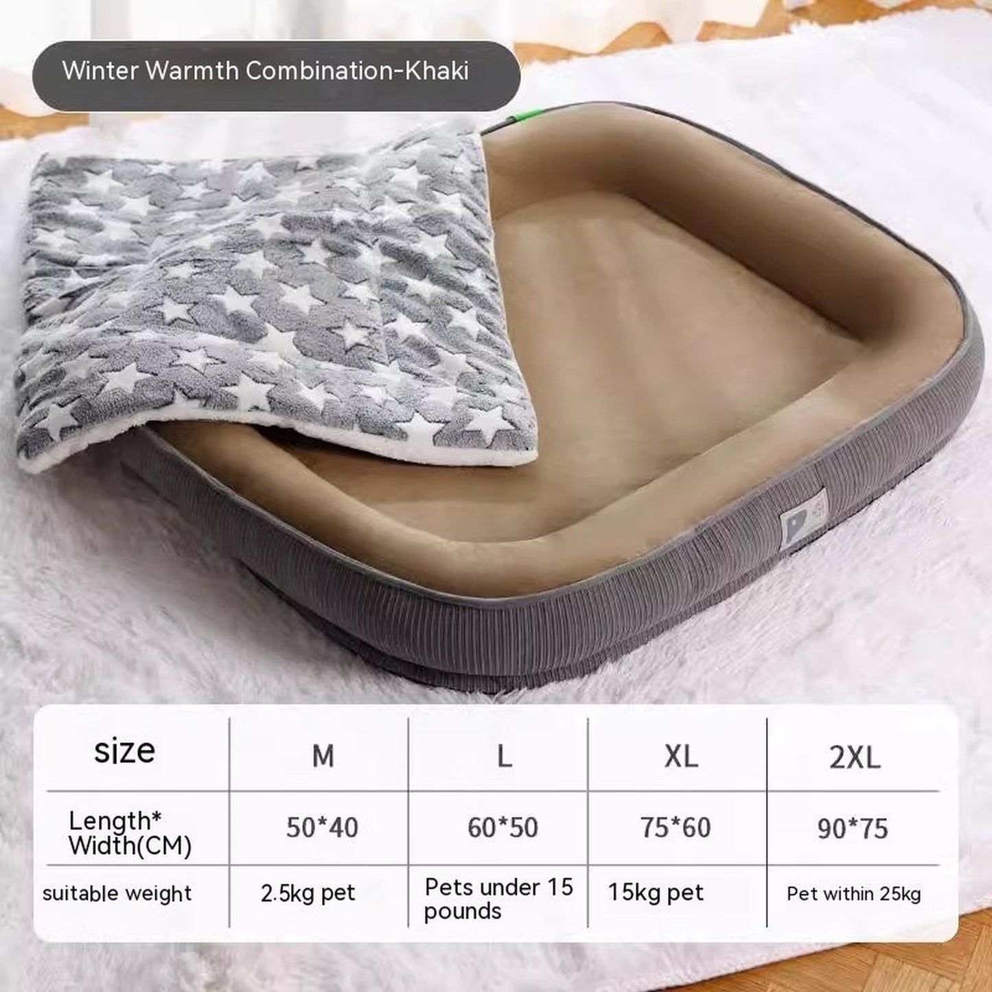 Winter Warm Plush Dog Bed with Blanket and High Neck Guard