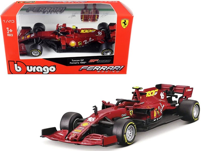 Ferrari SF1000 16 Charles Leclerc Tuscan GP Formula One F1 (2020) "Ferrari's 1000th Race" 1/43 Diecast Model Car by Bburago - Asmota