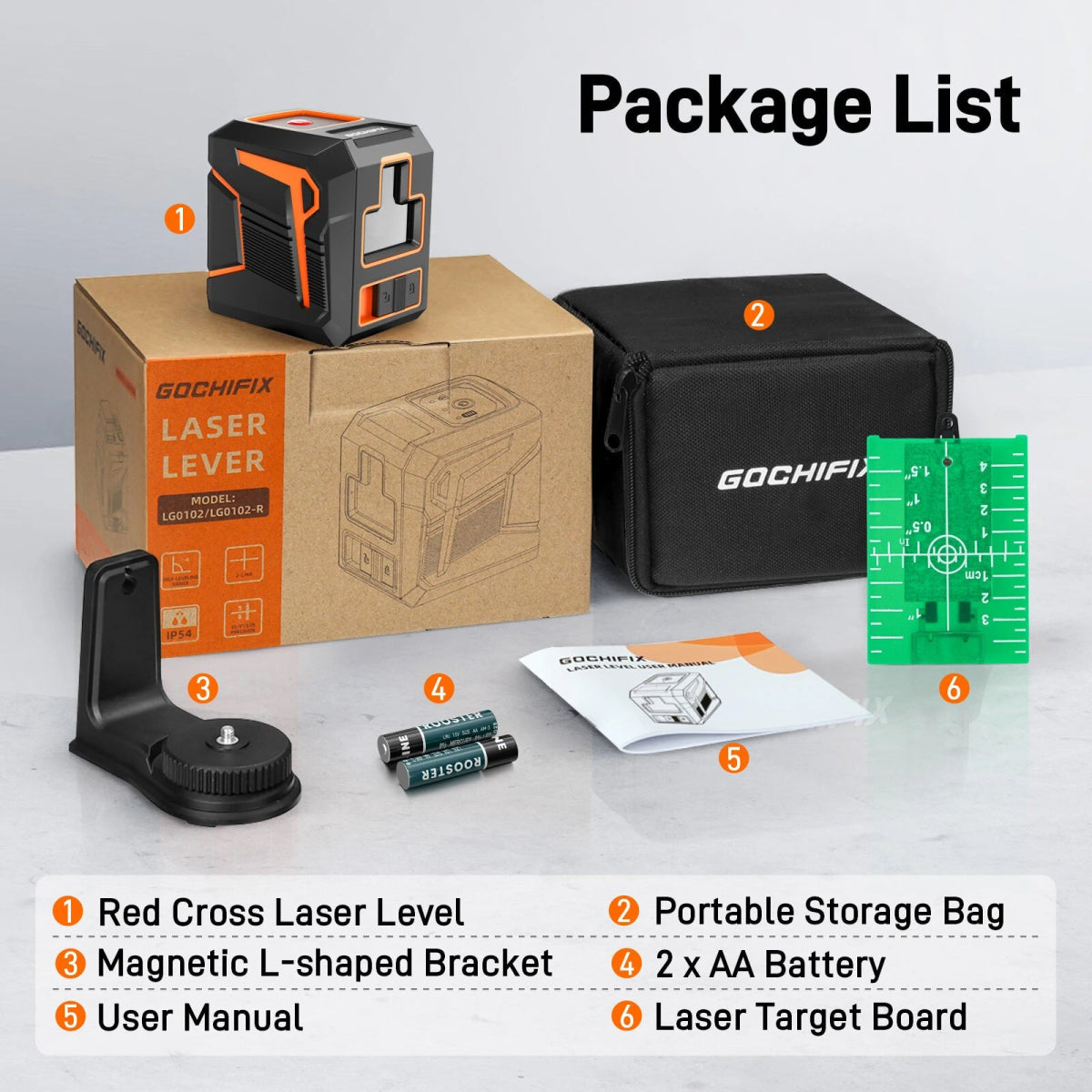 GOCHIFIX Laser Level Self Leveling 360 Red Laser Level Line Tool Wall Suction Stand Receiver 100ft Line Laser for Picture Hanging Outdoor Rechargeable Battery - Asmota