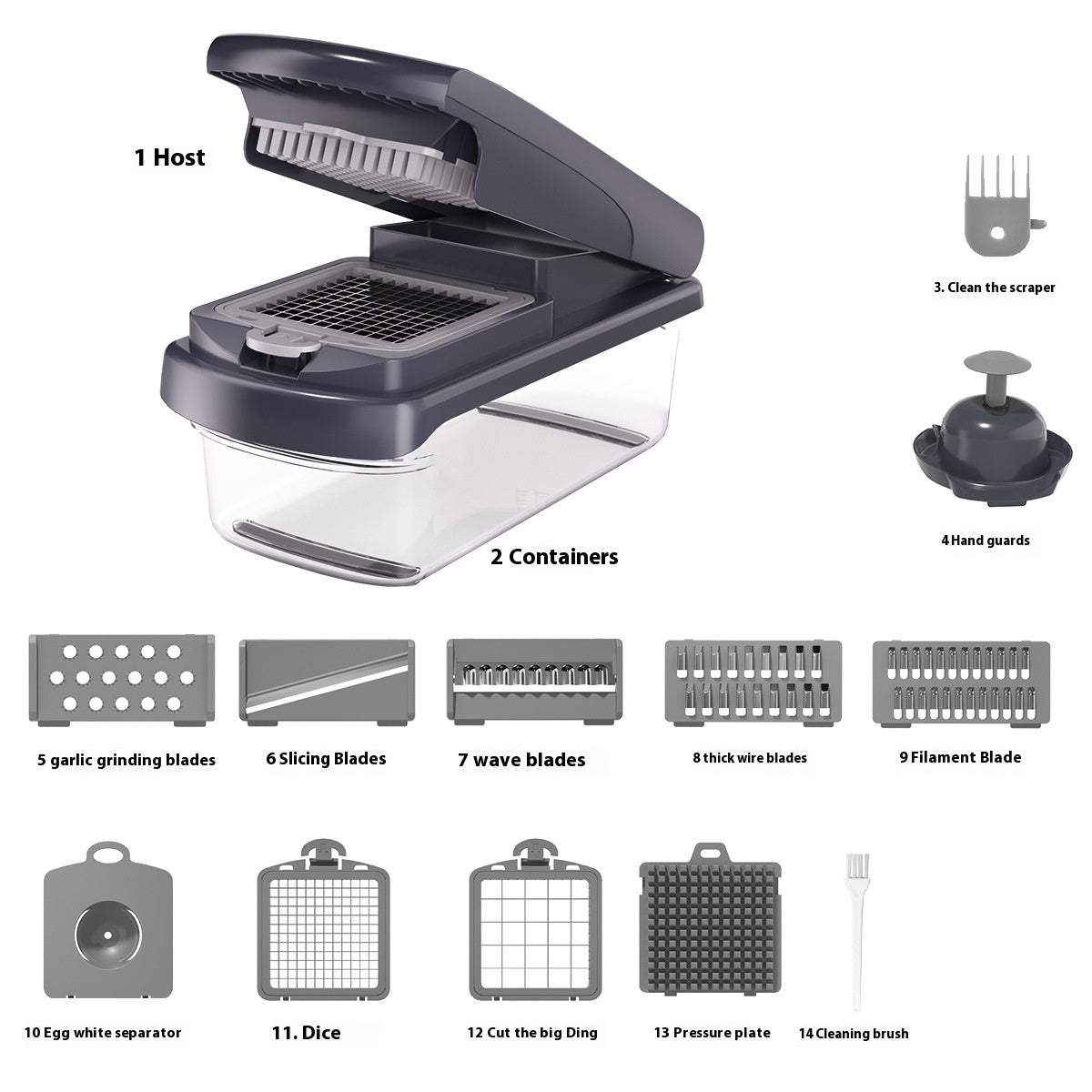 Household Multi - function Vegetable Chopper Kitchen 15 - in - one - Asmota