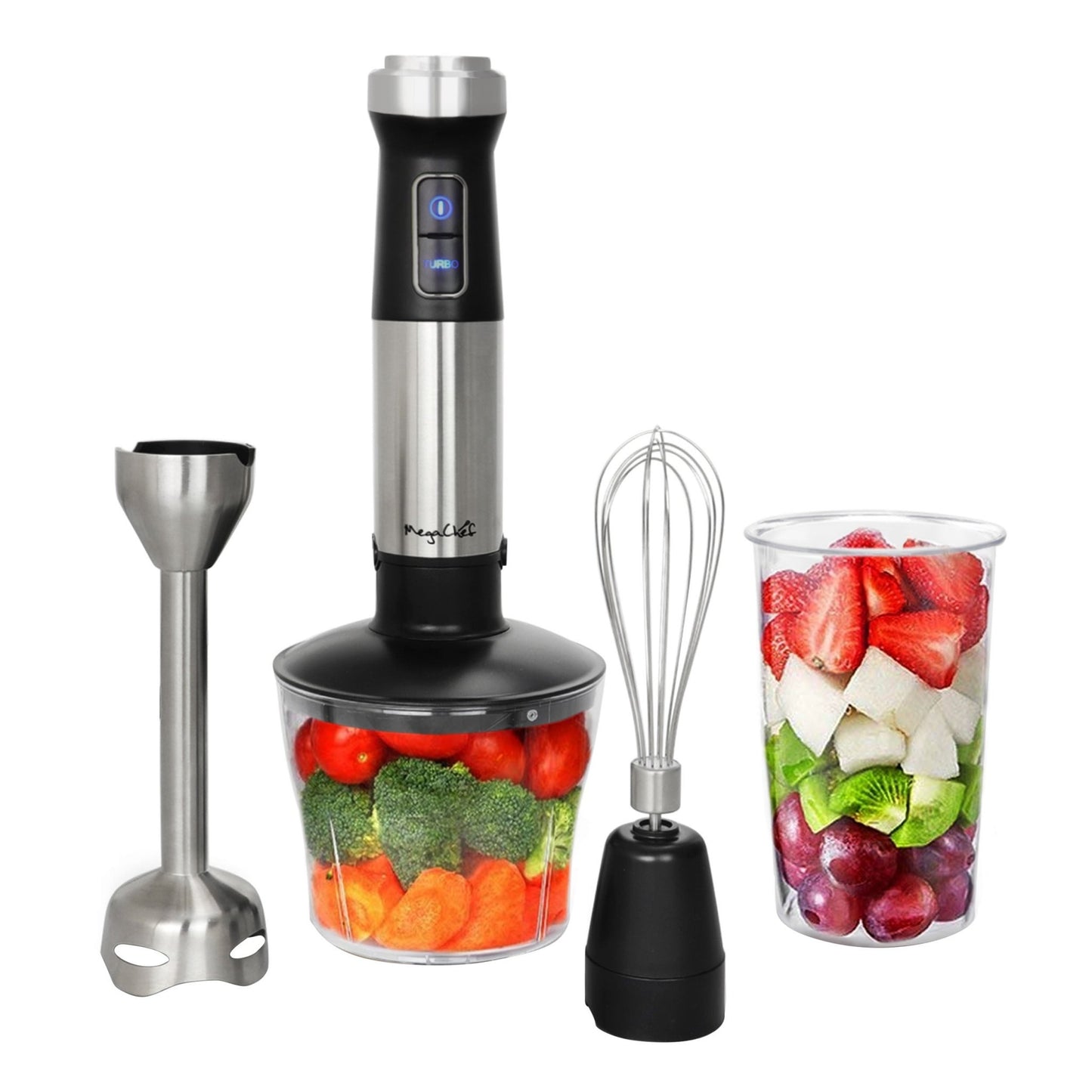 MegaChef 4 in 1 Multipurpose Immersion Hand Blender With Speed Control and Accessories - Asmota