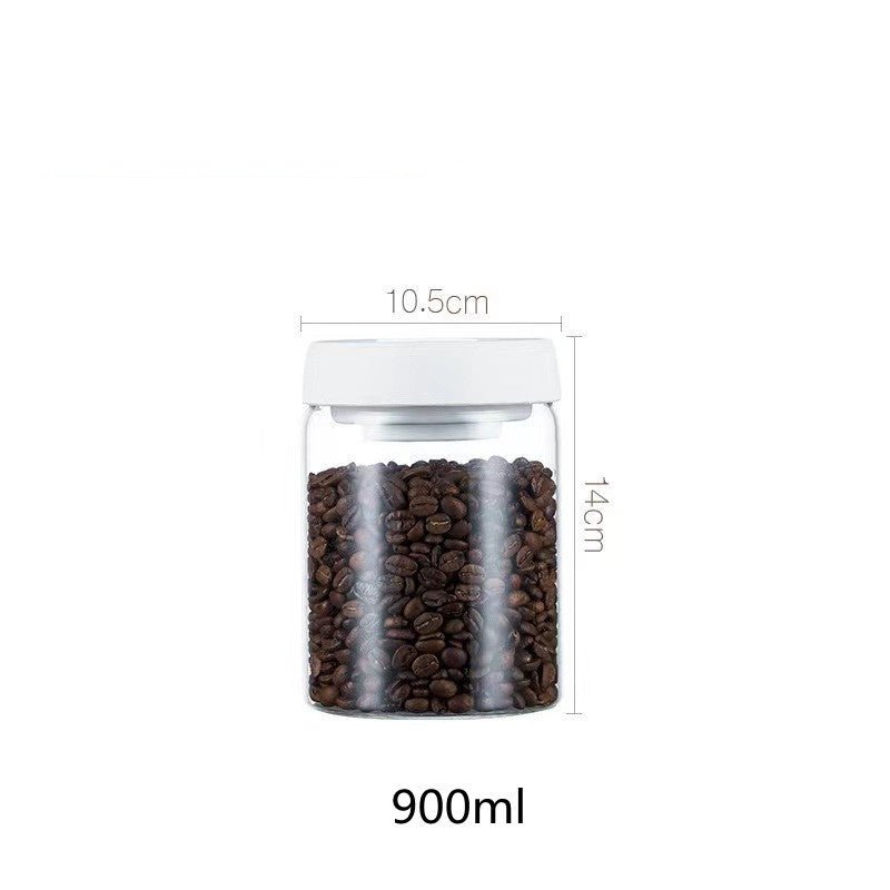 Vacuum Sealed Jug Set Black Coffee Beans Glass Airtight Canister Kitchen Food Grains Candy Keep Good Storage Jar Set Kitchen Gadgets - Asmota
