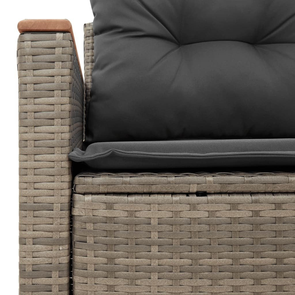 vidaXL Garden Sofa Grey PE rattan, powder - coated steel, solid acacia wood - Asmota