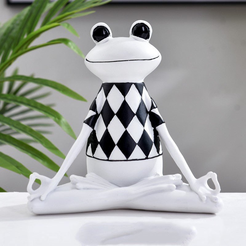 Yoga Frog Figurines Meditation Animal Ornaments Resin Statue Living Room Bedroom Interior Decor Office Home Decoration - Asmota
