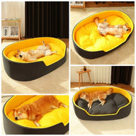 Comfort Nest Plush Dog Bed Mat in Avocado Green or Yellow Black