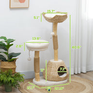 41 Inch Indoor Cat Tree with Wooden Scratching Posts and Condo Bed
