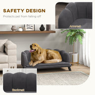 Grey Dog Sofa Bed with Cushion and Birch Wood Legs