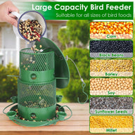 Green Metal Squirrel-Proof Wild Bird Feeder with 360° Perches