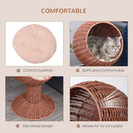 Elevated Rotatable Egg Chair Bed with Thick Cushion for Cats Brown