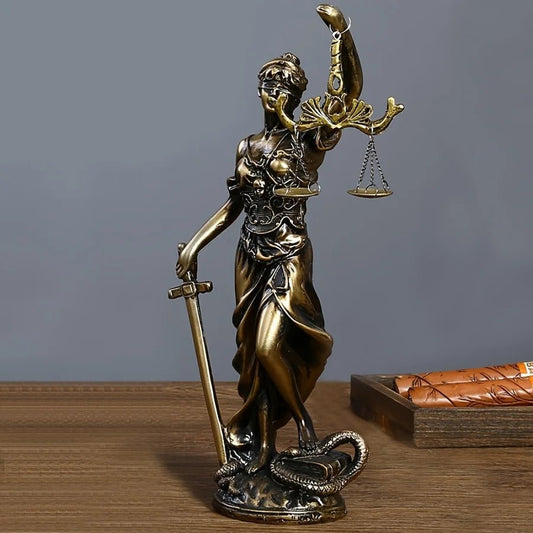 1 piece of resin imitation copper goddess of justice ornaments, retro home decoration desk ornaments European style creative liv - Asmota