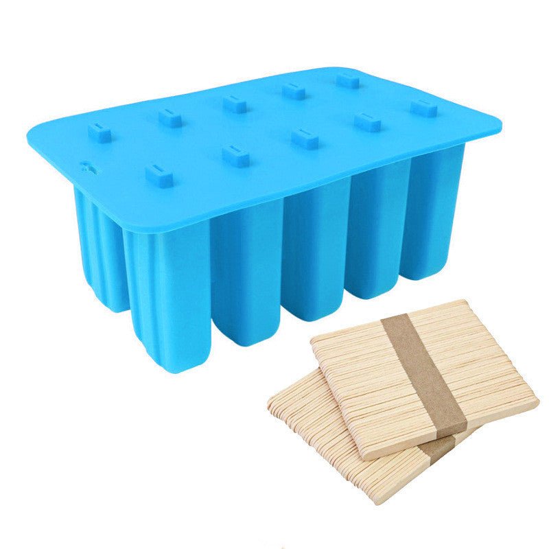 10 Consecutive Ice Cream Ice Cream Molds Silicone Ice Tray Creative Popsicle Sharpener Kitchen Tool - Asmota