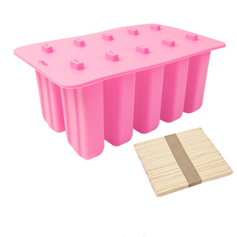 10 Consecutive Ice Cream Ice Cream Molds Silicone Ice Tray Creative Popsicle Sharpener Kitchen Tool - Asmota