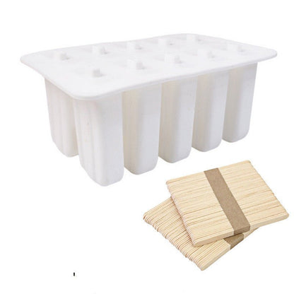 10 Consecutive Ice Cream Ice Cream Molds Silicone Ice Tray Creative Popsicle Sharpener Kitchen Tool - Asmota