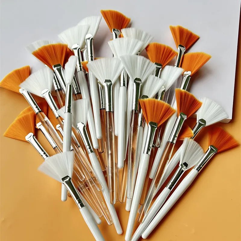 10/20/50pcs Fan Shape Foundation Makeup Brushes Multifunctional Facial Mask Brush Essential Oil Women Beauty Makeup Tools Brush - Asmota