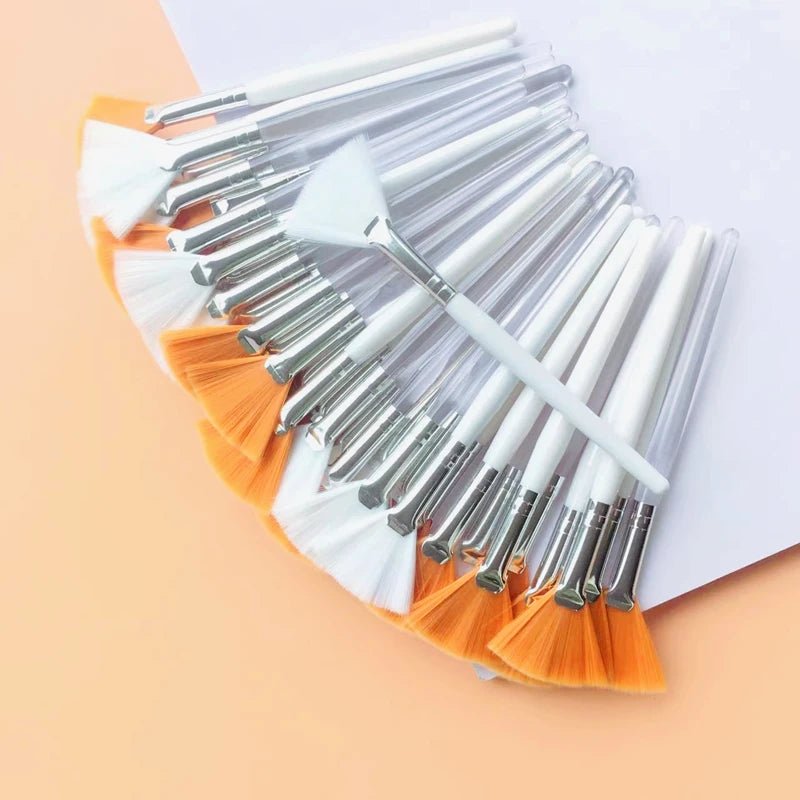 10/20/50pcs Fan Shape Foundation Makeup Brushes Multifunctional Facial Mask Brush Essential Oil Women Beauty Makeup Tools Brush - Asmota