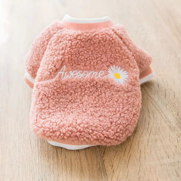 Dog Feet Embroidered Warm Teddy Coat Sweater