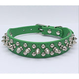 Dog Chain-Link PU Leather Collar with Metal Spikes