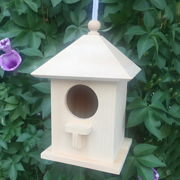 Solid Wood Hanging Bird House for Outdoor Garden