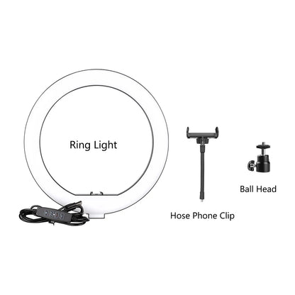 10inch LED Ring Light Photography Selfie Ring Lighting with Tripod Stand for Smartphone Youtube Makeup Video Studio Ring Lamp - Asmota