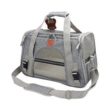 Cat Carrier Bag with Fabric Body and Leather Handles