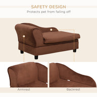 Brown Fabric Dog Sofa Bed Couch with Storage 740x485x165 mm