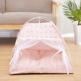 Semi-Enclosed Soft Cloth Dog Bed in Floral and Solid Colors