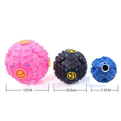 Pet Dog Treat Trainning Chew Sound Food Dispenser Toy Squeaky Giggle Ball