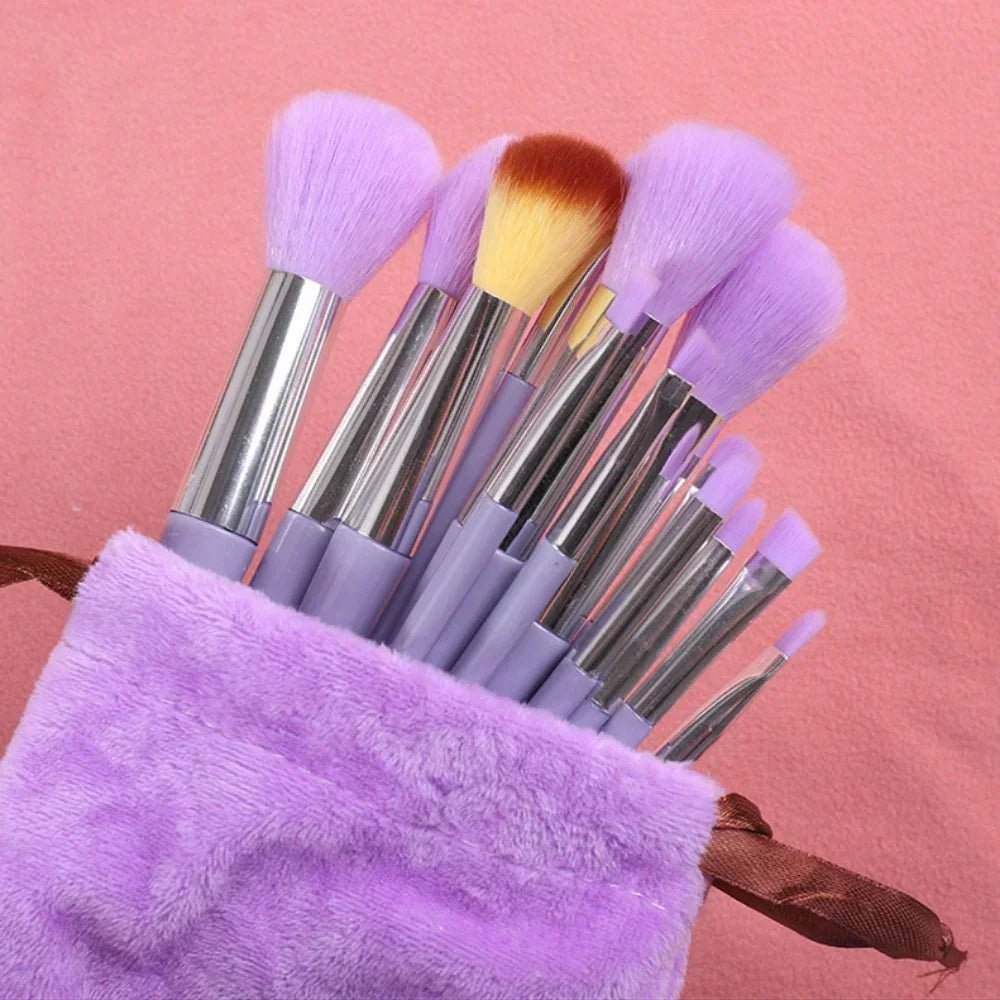 13 PCS Makeup Brushes Set Eye Shadow Foundation Women Cosmetic Brush Eyeshadow Blush Beauty Soft Make Up Tools Bag - Asmota